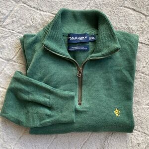 VTG Polo Golf 100% Merino Wool 1/4 Zip Lightweight Pullover Sweater